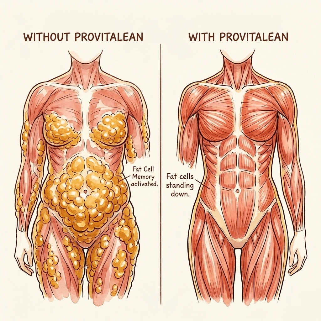 With Provitalean vs Without Provitalean — fat cell comparison